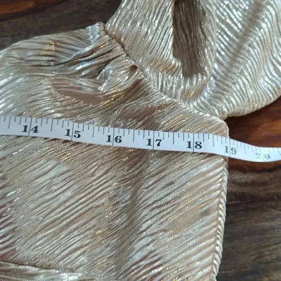 Rene by Rene Ruiz 3/4 Sleeve Draped Cocktail Dress in Champagne Metallic - Picture 9 of 11